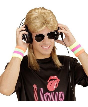 PELUCA RUBIA  AÑOS 80 MULLET CON GAFAS