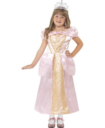 DISFRAZ DE PRINCESA ROSA Y DORADA PARA NIÑA