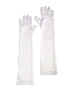 GUANTES RASO NIÑA BLANCO CON PERLAS