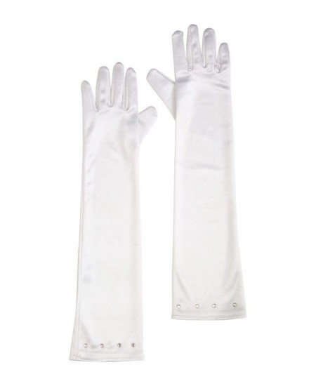 GUANTES RASO NIÑA BLANCO CON PERLAS