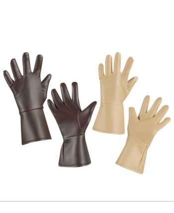 GUANTES SIMILPIEL MARRON Y BEIGE