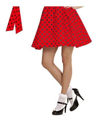 FALDA ROJA LUNARES NEGROS CON PAÑUELO