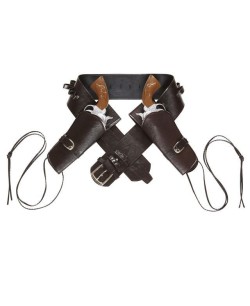 CARTUCHERAS LUJO DOS PISTOLAS MARRON