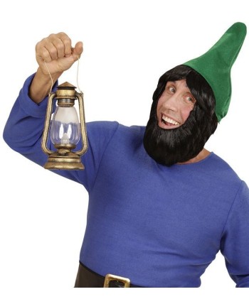 SOMBRERO VERDE DE GNOMO CON PELO Y BARBA