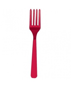 TENEDORES ROJOS PLASTICO 10 UNIDADES