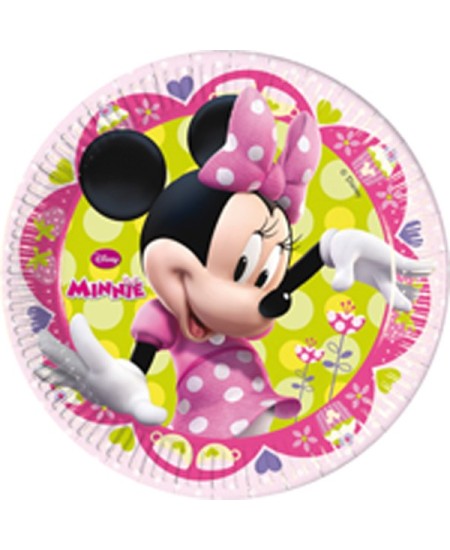 PLATOS MINNIE ROSA CON FLORES 20 CMS. 8 UNIDADES
