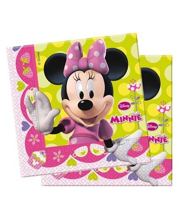 SERVILLETAS MINNIE ROSA CON FLORES 20 UNIDADES