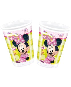VASOS MINNIES ROSA CON FLORES 8 UNIDADES