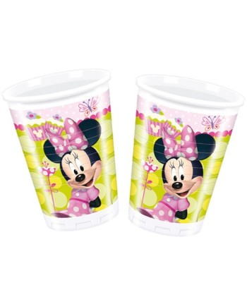 VASOS MINNIES ROSA CON FLORES 8 UNIDADES
