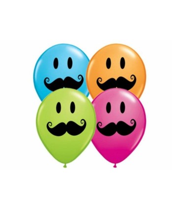 BOLSA 5 GLOBOS CARAS CON BIGOTES
