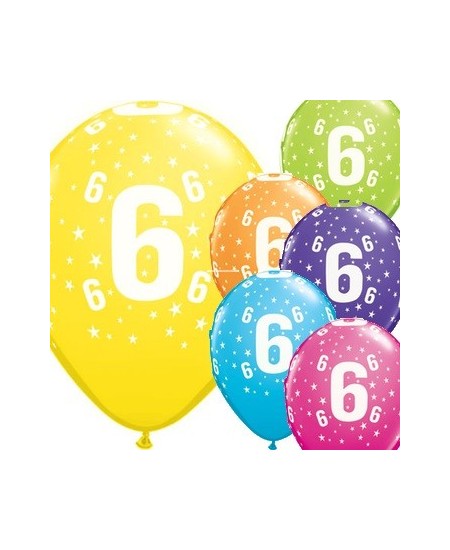 Bolsa 6 Globos Numero 6 para Fiestas | La Casa de las Fiestas