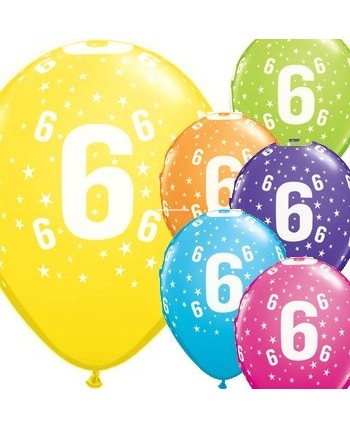 BOLSA 6 GLOBOS NÚMERO 6