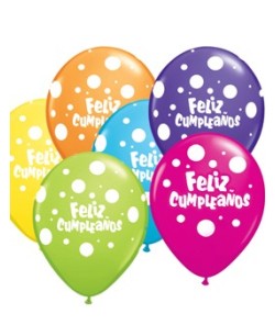 BOLSA 5 GLOBOS FELIZ CUMPLEAÑOS TOPOS