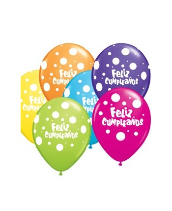 BOLSA 5 GLOBOS FELIZ CUMPLEAÑOS TOPOS 