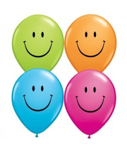 BOLSA 5 GLOBOS CARAS SONRIENTES COLORES