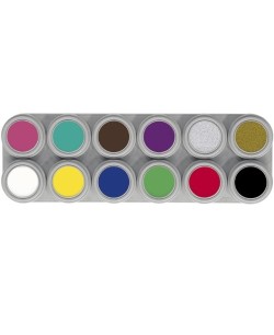 PALETA MAQUILLAJE AL AGUA 12 COLORES BASICA 5MM