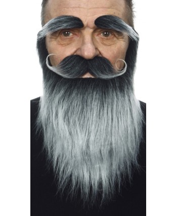 BARBA CANOSA CON BIGOTE Y CEJAS