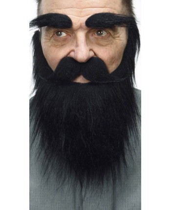 BARBA NEGRA CON BIGOTE Y CEJAS