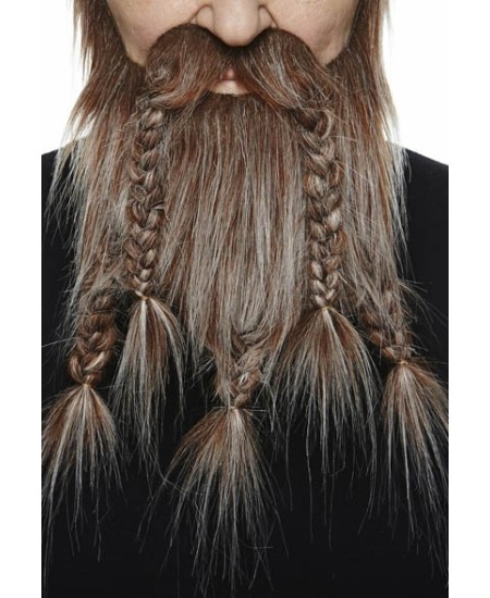 BARBA VIKINGA CASTAÑA RUBIA CON TRENZAS