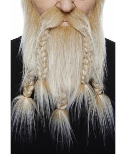 BARBA VIKINGA RUBIA CLARA CON TRENZAS