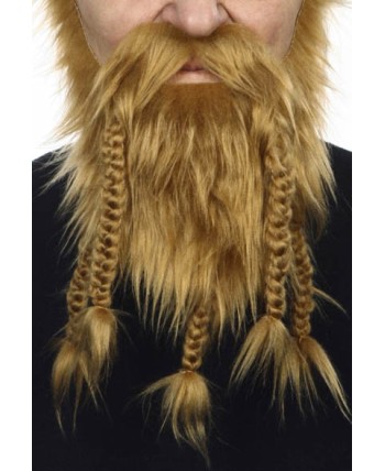 BARBA VIKINGA RUBIA OSCURA CON TRENZAS