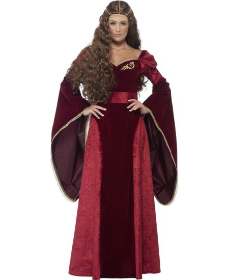 Disfraz de reina de león para mujer medieval traje rojo vestido para mujer