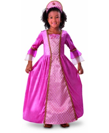 DISFRAZ DE PRINCESA ROSA CON RIBETES DORADOS