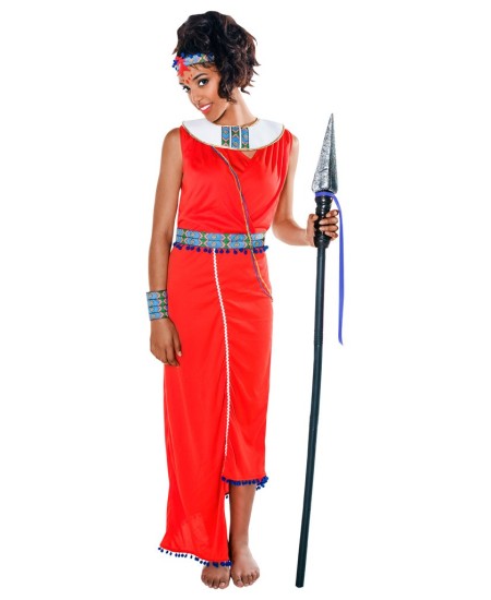 DISFRAZ DE MASAI ROJO MUJER