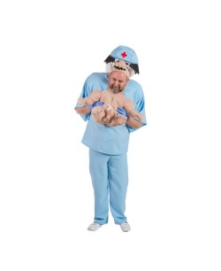 DISFRAZ DE MEDICO CON RECIEN NACIDO