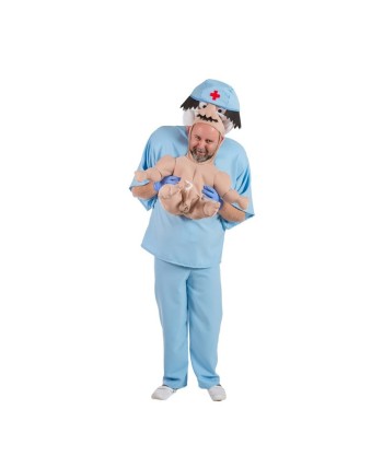 DISFRAZ DE MEDICO CON RECIEN NACIDO