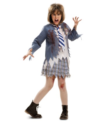 Disfraz estudiante zombie niña
