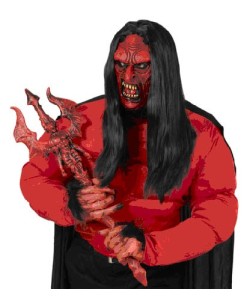 CARETA MEDIA CARA DEMONIO CON CUERNOS NEGROS 2