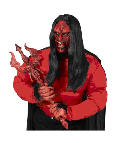 CARETA MEDIA CARA DEMONIO CON CUERNOS NEGROS