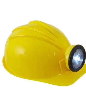 CASCO AMARILLO CON LINTERNA OBRERO O MINERO