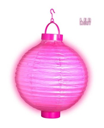 FAROL DE TELA ROSA CON 2 LUCES 30CM