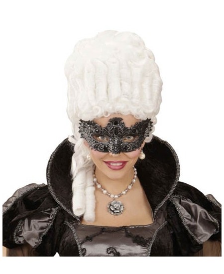 ANTIFAZ DE ENCAJE PLATEADO CON GEMAS