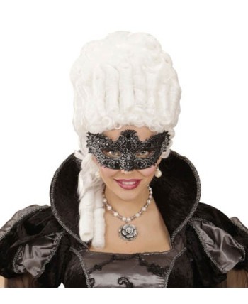 ANTIFAZ DE ENCAJE PLATEADO CON GEMAS