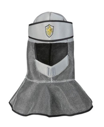 CASCO MEDIEVAL DE TELA GRIS CON ESCUDO
