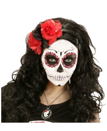 DIADEMA CON FLORES ROJAS Y NEGRAS