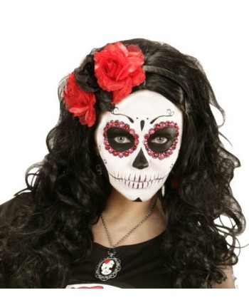 DIADEMA CON FLORES ROJAS Y NEGRAS