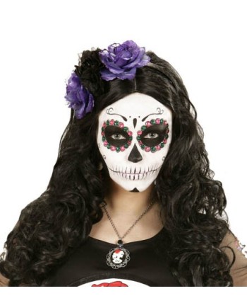 DIADEMA CON FLORES MORADAS Y NEGRA