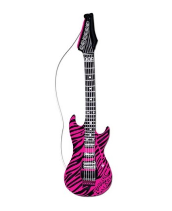 GUITARRA DE ROCK ROSA CEBRA HINCHABLE 105CM