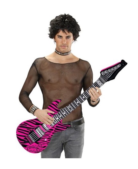 GUITARRA DE ROCK ROSA CEBRA HINCHABLE 105CM