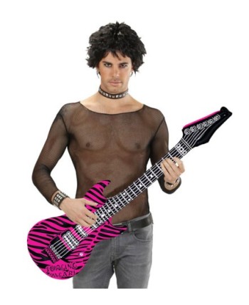 GUITARRA DE ROCK ROSA CEBRA HINCHABLE 105CM