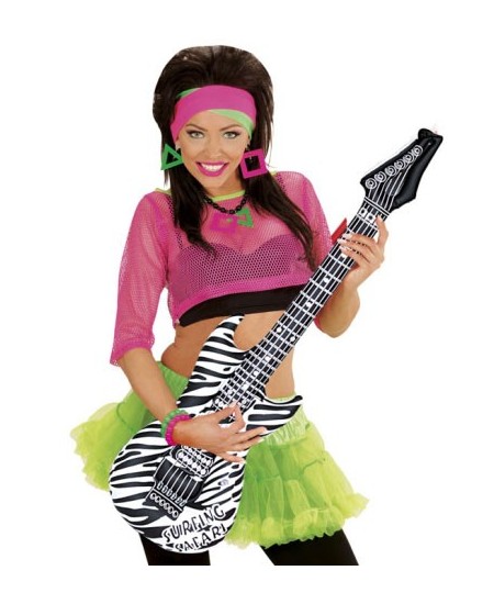 GUITARRA DE ROCK BLANCA CEBRA HINCHABLE 105CM