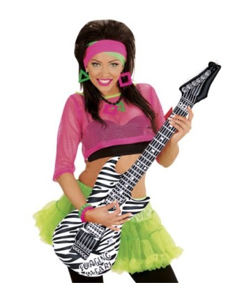 GUITARRA DE ROCK BLANCA CEBRA HINCHABLE 105CM