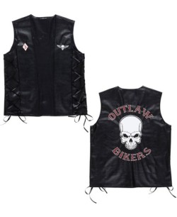 CHALECO MOTERO NEGRO CALAVERA SIMILPIEL