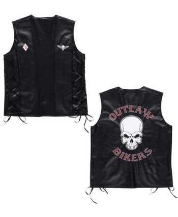 CHALECO MOTERO NEGRO CALAVERA SIMILPIEL