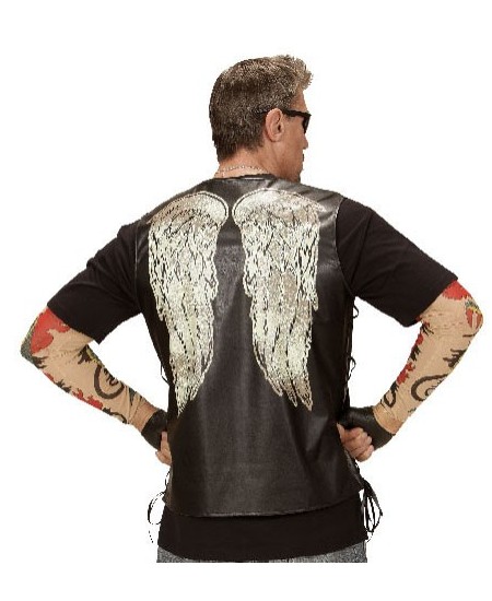 CHALECO MOTERO NEGRO ALAS SIMILPIEL