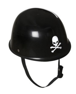 CASCO DE MOTORISTA NEGRO CON CALAVERA